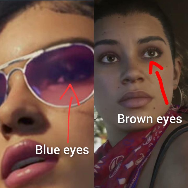 Is this another proof that the girl in the bikini seen in the GTA 6 trailer is not Lucia or is she wearing colored contact lense…